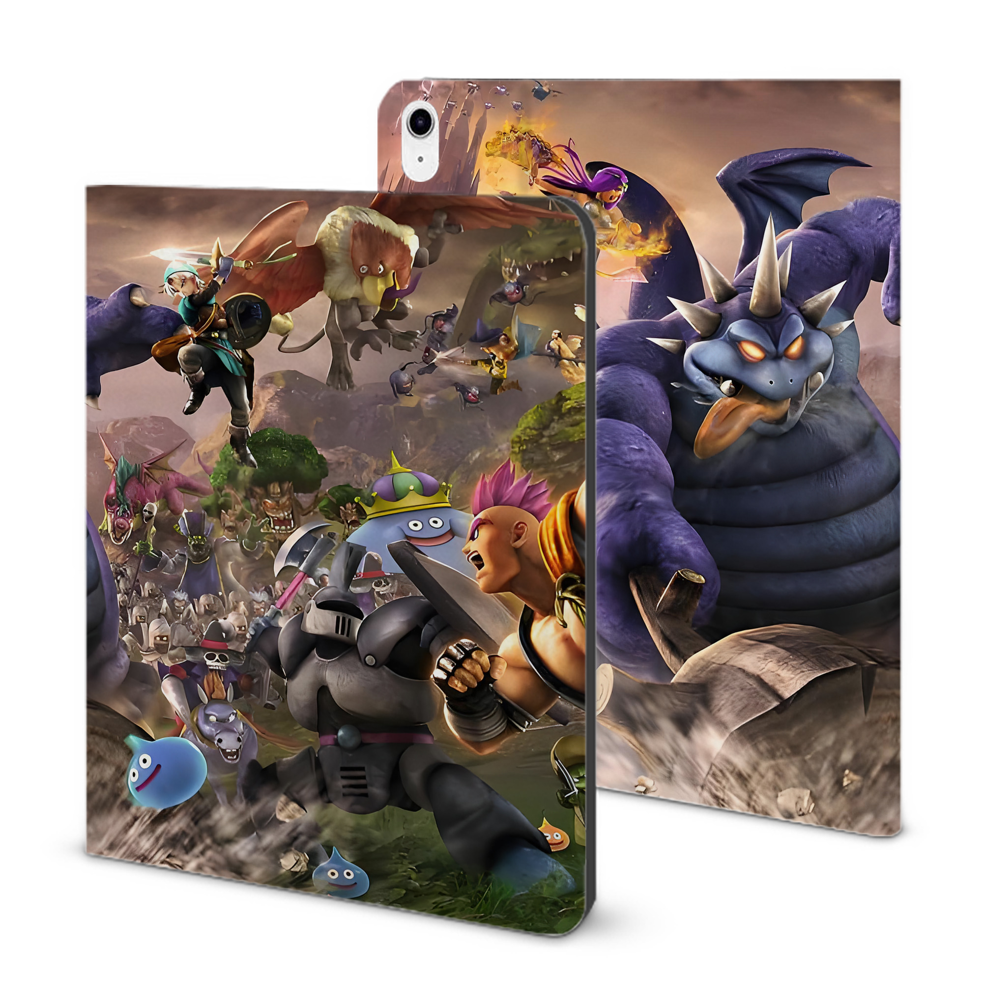 （画像用） ドラゴンクエスト Doragon Kuesuto Dragon Quest IPad ケース ブック型 PUレザー TPU 耐衝撃 軽量 薄型 ペン収納なし 全面保護 IPad 各モデル対応